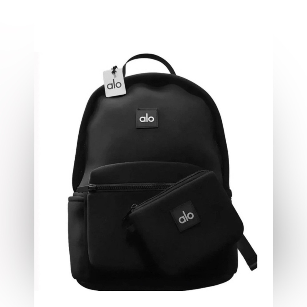 ALO Yoga NWT Stow Backpack In Black & Silver Detachable
Pouch Water Resistant